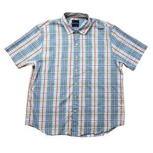 Tommy Bahama Plaid Shirt Mens XL Cotton Silk Short Sleeve Button Up
